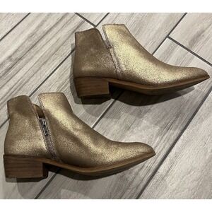 Splendid Hamptyn Gold Metallic Glitter Womens Ankle Zipper Bootie Sz 9 $178
